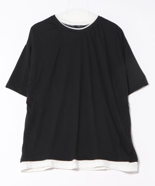 Bling Leads(ブリングリーズ)の「Z)【BLINGLEADS】IZSSM-23-020 レイヤード風S/S TEE(Tシャツ/カットソー・メンズ・ネイビー/ブラック・MEDIUM/LARGE/X-LARGE)」の2枚目の写真
