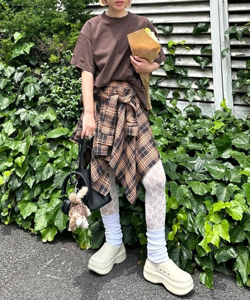 Alley Tokyo(アリートーキョー)の「手巻きチェックボトム(スカート・レディース・ブラック系/ピンク系/レッド/ベージュ/ネイビー・F)」の13枚目の写真