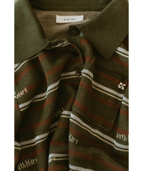 Knuth Marf(クヌースマーフ)の「logo stripe polo knit(unisex)(ニット/セーター・レディース・ブラウン/カーキ・FREE)」の4枚目の写真