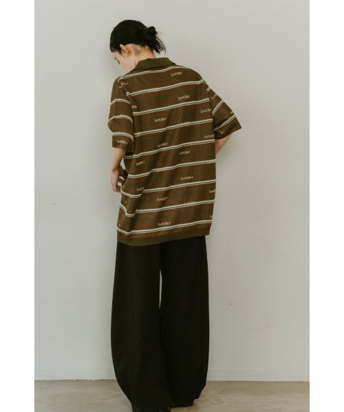 Knuth Marf(クヌースマーフ)の「logo stripe polo knit(unisex)(ニット/セーター・レディース・ブラウン/カーキ・FREE)」の5枚目の写真