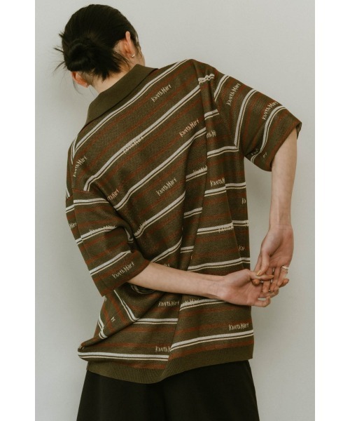 Knuth Marf logo stripe polo knit 新品タグ付き logo stripe polo knit/2color | KNUTH MARF