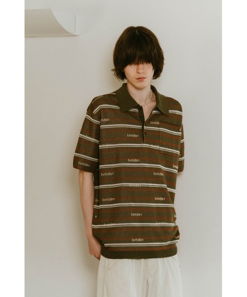 Knuth Marf(クヌースマーフ)の「logo stripe polo knit(unisex)(ニット/セーター・レディース・ブラウン/カーキ・FREE)」の9枚目の写真
