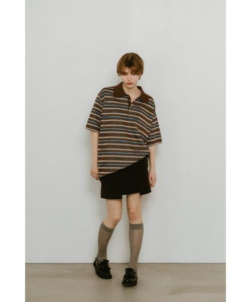 Knuth Marf(クヌースマーフ)の「logo stripe polo knit(unisex)(ニット/セーター・レディース・ブラウン/カーキ・FREE)」の11枚目の写真