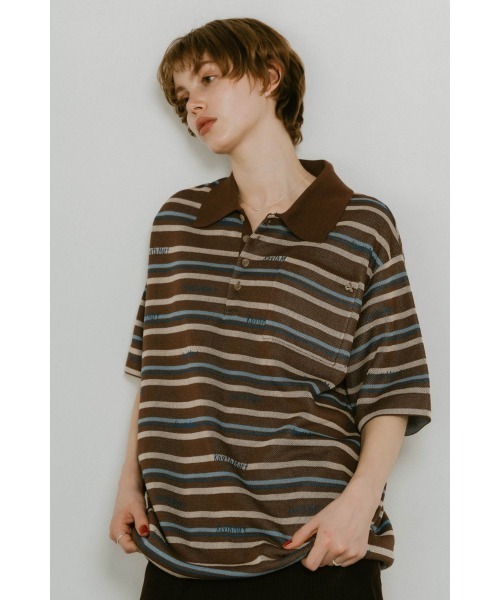 Knuth Marf(クヌースマーフ)の「logo stripe polo knit(unisex)(ニット/セーター・レディース・ブラウン/カーキ・FREE)」の13枚目の写真