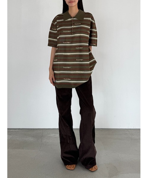 Knuth Marf(クヌースマーフ)の「logo stripe polo knit(unisex)(ニット/セーター・レディース・ブラウン/カーキ・FREE)」の20枚目の写真