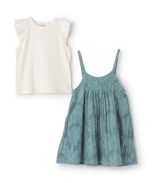 petit main(プティマイン)の「【リンク】ジャガードキャミワンピセット(ワンピース・キッズ・アイボリー/ターコイズブルー・100cm/130cm/110cm/90cm/120cm/80cm)」の9枚目の写真