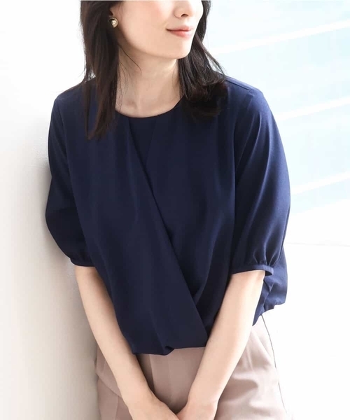 ブラウス シャツ カシュクールデザインブラウス/接触冷感/速乾/洗える/WEB限定サイズあり レディース セール】カシュクールデザインブラウス/接触冷感/速乾/洗える