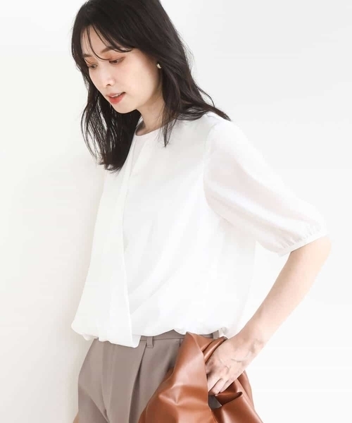 ブラウス シャツ カシュクールデザインブラウス/接触冷感/速乾/洗える/WEB限定サイズあり レディース セール】カシュクールデザインブラウス/接触冷感/速乾/洗える