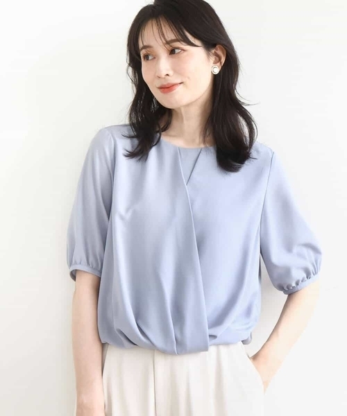 OFUON le MK(オフオンルエムケー)の「カシュクールデザインブラウス/接触冷感/速乾/洗える/WEB限定サイズあり(シャツ/ブラウス・レディース・ネイビー/ライトブルー/ホワイト・40/38/36)」の17枚目の写真