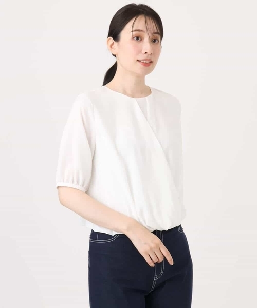 ブラウス シャツ カシュクールデザインブラウス/接触冷感/速乾/洗える/WEB限定サイズあり レディース セール】カシュクールデザインブラウス/接触冷感/速乾/洗える