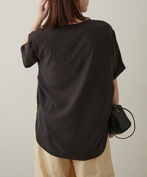 Omekashi(オメカシ)の「ストレッチシフォンハーフスリーブブラウス(シャツ/ブラウス・レディース・ブラック/チャコールグレー/ベージュ・FREE)」の22枚目の写真