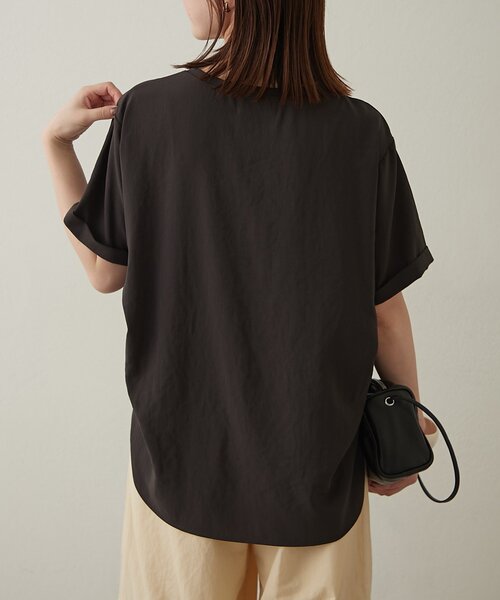 Omekashi(オメカシ)の「ストレッチシフォンハーフスリーブブラウス(シャツ/ブラウス・レディース・ブラック/チャコールグレー/ベージュ・FREE)」の21枚目の写真