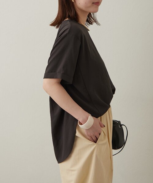 Omekashi(オメカシ)の「ストレッチシフォンハーフスリーブブラウス(シャツ/ブラウス・レディース・ブラック/チャコールグレー/ベージュ・FREE)」の20枚目の写真
