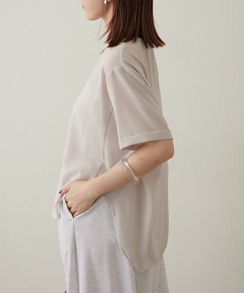 Omekashi(オメカシ)の「ストレッチシフォンハーフスリーブブラウス(シャツ/ブラウス・レディース・ブラック/チャコールグレー/ベージュ・FREE)」の8枚目の写真