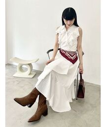 LILY BROWN | ラッフルフリルティアードシャツワンピ―ス(ワンピース)