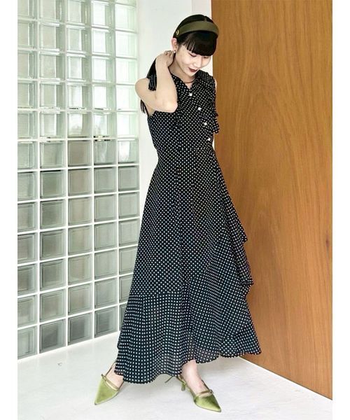ラッフルフリルティアードシャツワンピ―ス（ワンピース）｜LILY