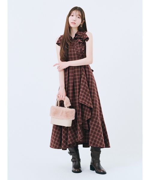 ラッフルフリルティアードシャツワンピ―ス（ワンピース）｜LILY