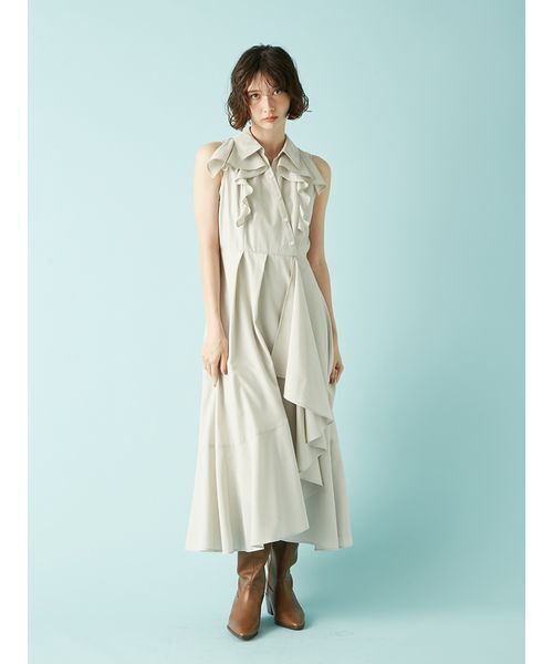 lily brown ラッフルフリルティアードシャツワンピース ラッフルフリルティアードシャツワンピース(マキシ・ロング