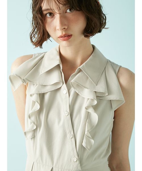 ラッフルフリルティアードシャツワンピ―ス（ワンピース）｜LILY BROWN