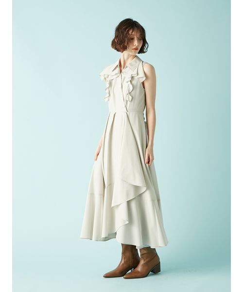 リリーブラウン ラッフルフリルティアードシャツワンピース ラッフルフリルティアードシャツワンピ―ス（ワンピース）｜LILY