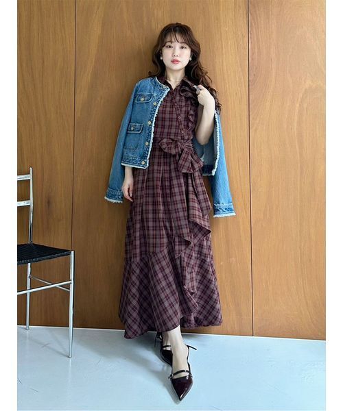 ラッフルフリルティアードシャツワンピ―ス（ワンピース）｜LILY