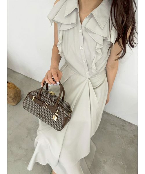 リリーブラウン ラッフルフリルティアードシャツワンピース LILY BROWN｜ラッフルフリルティアードシャツワンピ-ス