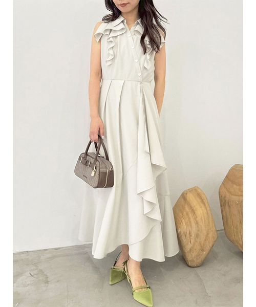 LILY BROWN ラッフルフリルティアードシャツワンピース ラッフルフリルティアードシャツワンピース(マキシ・ロング