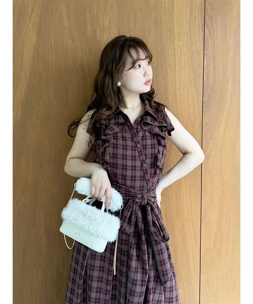 ラッフルフリルティアードシャツワンピ―ス（ワンピース）｜LILY BROWN