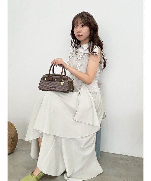 リリーブラウン　フリルシャツワンピース リリーブラウン LILY BROWN フリルシャツミニワンピース （BLU