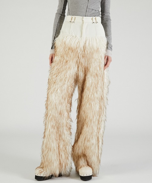 PRANK PROJECT（プランクプロジェクト）の「ファートリムパンツ / Fur Trim Pants（その他パンツ・レディース・マルチ/ベージュ/ホワイト・36/38）」の2枚目の写真