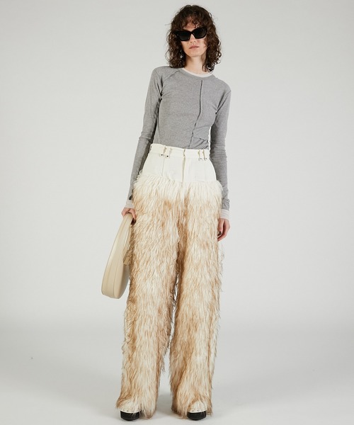 PRANK PROJECT（プランクプロジェクト）の「ファートリムパンツ / Fur Trim Pants（その他パンツ・レディース・マルチ/ベージュ/ホワイト・36/38）」の4枚目の写真