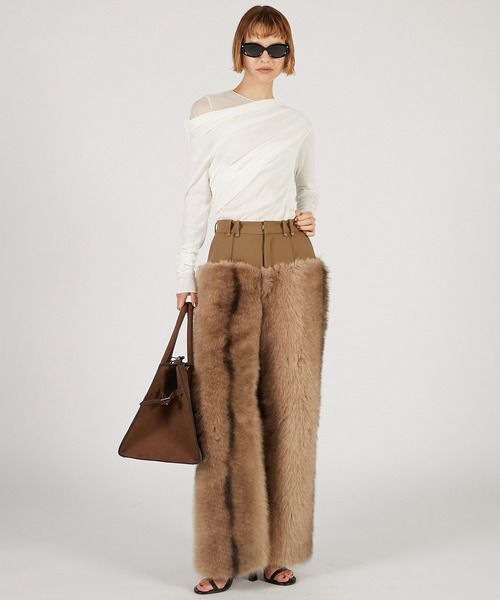 PRANK PROJECT（プランクプロジェクト）の「ファートリムパンツ / Fur Trim Pants（その他パンツ・レディース・マルチ/ベージュ/ホワイト・36/38）」の6枚目の写真