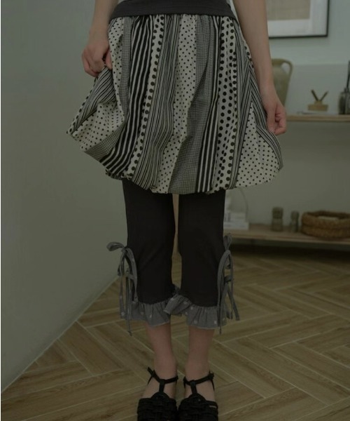 コットン3Dパンツアート2のみ ドットティアード】コットンリブパンツ（その他パンツ）｜Y2K