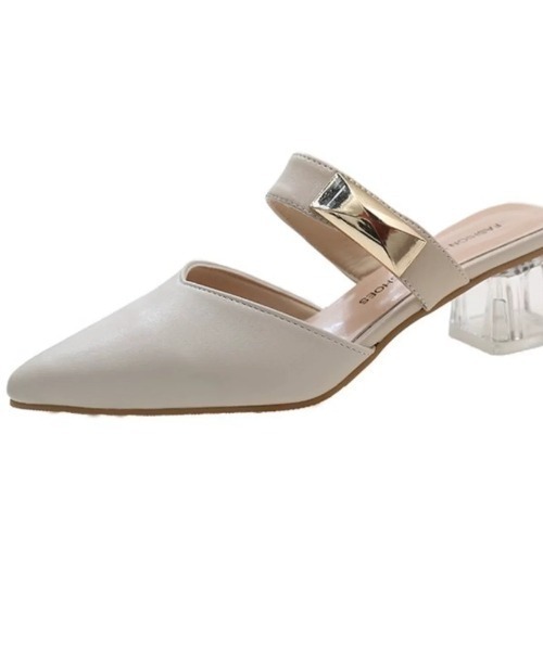 ampm（エーエムピーエム）の「クリアヒールポインテッドミュールパンプス（パンプス・レディース・ブラック/ホワイト・36/37/38/39/40/35）」の10枚目の写真