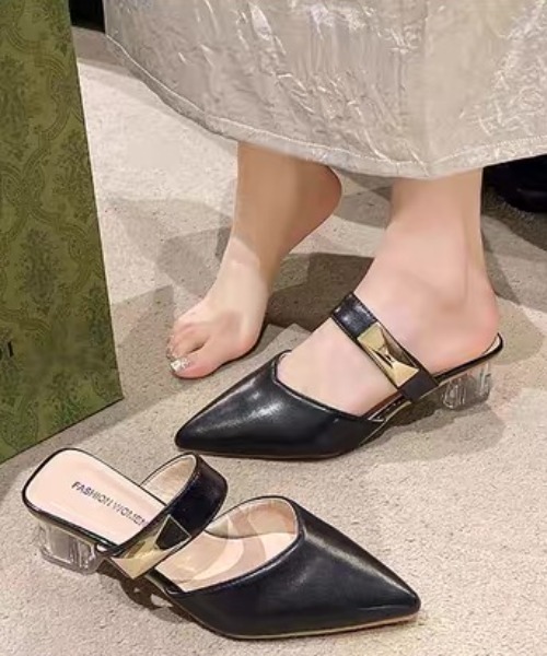 ampm（エーエムピーエム）の「クリアヒールポインテッドミュールパンプス（パンプス・レディース・ブラック/ホワイト・36/37/38/39/40/35）」の11枚目の写真