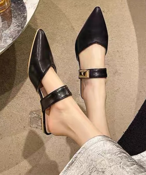 ampm（エーエムピーエム）の「クリアヒールポインテッドミュールパンプス（パンプス・レディース・ブラック/ホワイト・36/37/38/39/40/35）」の14枚目の写真