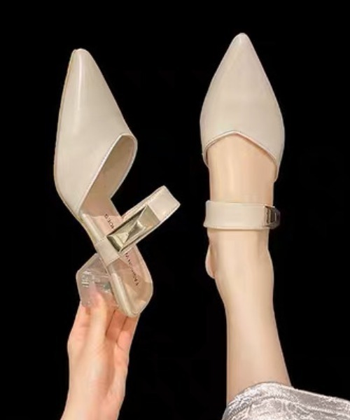 ampm（エーエムピーエム）の「クリアヒールポインテッドミュールパンプス（パンプス・レディース・ブラック/ホワイト・36/37/38/39/40/35）」の5枚目の写真