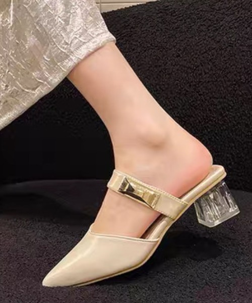 ampm（エーエムピーエム）の「クリアヒールポインテッドミュールパンプス（パンプス・レディース・ブラック/ホワイト・36/37/38/39/40/35）」の3枚目の写真