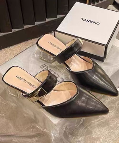 ampm（エーエムピーエム）の「クリアヒールポインテッドミュールパンプス（パンプス・レディース・ブラック/ホワイト・36/37/38/39/40/35）」の17枚目の写真