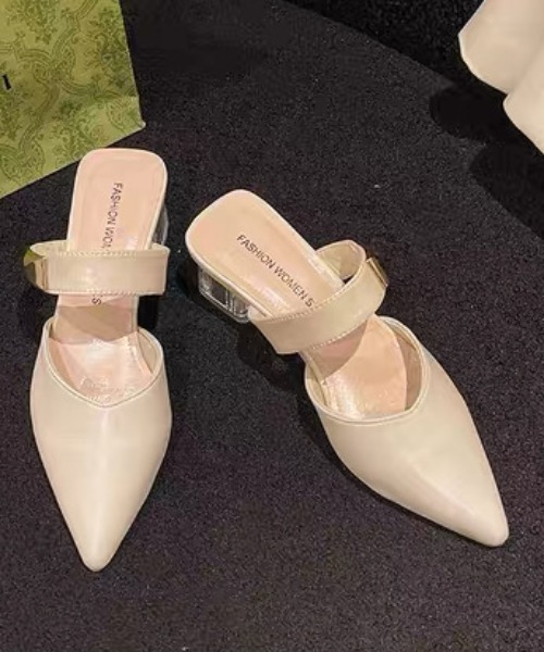 ampm（エーエムピーエム）の「クリアヒールポインテッドミュールパンプス（パンプス・レディース・ブラック/ホワイト・36/37/38/39/40/35）」の7枚目の写真