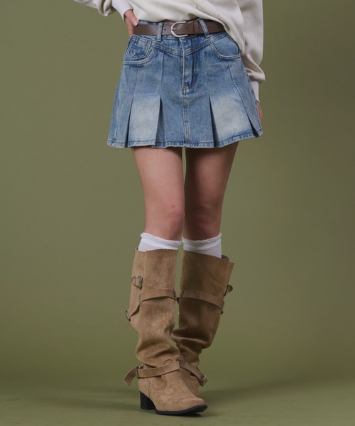 dispark（ディスパーク）の「DISPARK/タックプリーツデニムミニスカパン（デニムスカート・レディース・インディゴブルー/ライトインディゴブルー・SMALL/MEDIUM）」の8枚目の写真