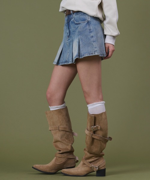 dispark（ディスパーク）の「DISPARK/タックプリーツデニムミニスカパン（デニムスカート・レディース・インディゴブルー/ライトインディゴブルー・SMALL/MEDIUM）」の9枚目の写真