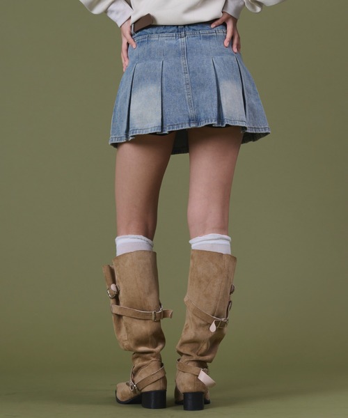 dispark（ディスパーク）の「DISPARK/タックプリーツデニムミニスカパン（デニムスカート・レディース・インディゴブルー/ライトインディゴブルー・SMALL/MEDIUM）」の10枚目の写真