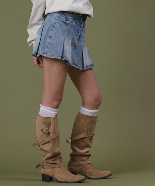 dispark（ディスパーク）の「DISPARK/タックプリーツデニムミニスカパン（デニムスカート・レディース・インディゴブルー/ライトインディゴブルー・SMALL/MEDIUM）」の11枚目の写真