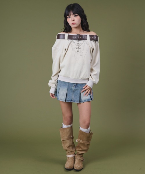 dispark（ディスパーク）の「DISPARK/タックプリーツデニムミニスカパン（デニムスカート・レディース・インディゴブルー/ライトインディゴブルー・SMALL/MEDIUM）」の13枚目の写真