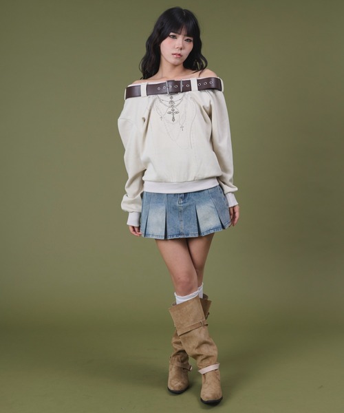 dispark（ディスパーク）の「DISPARK/タックプリーツデニムミニスカパン（デニムスカート・レディース・インディゴブルー/ライトインディゴブルー・SMALL/MEDIUM）」の12枚目の写真