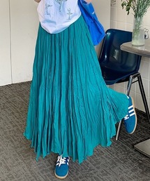ワッシャースカート プリーツスカート ロングスカート レディース