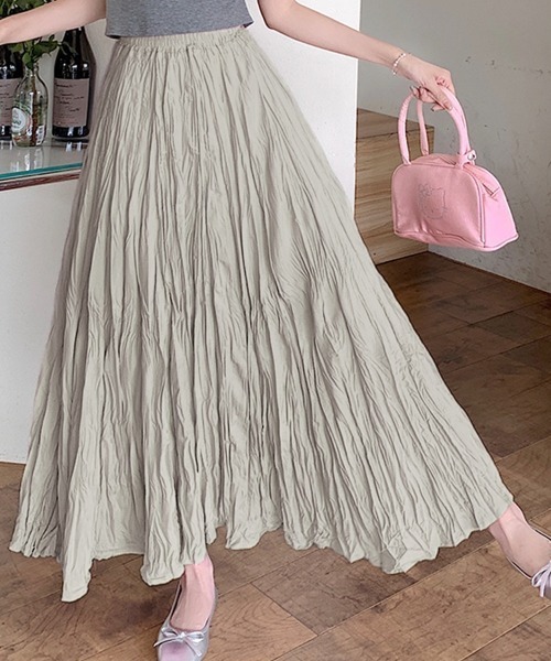 Beststore(ベストストア)の「ワッシャースカート プリーツスカート ロングスカート レディース(スカート・レディース・ライトベージュ/ブルー/グレー/イエロー/ベージュ/ピンク/ブラック/ブラウン系その他・FREE)」の22枚目の写真