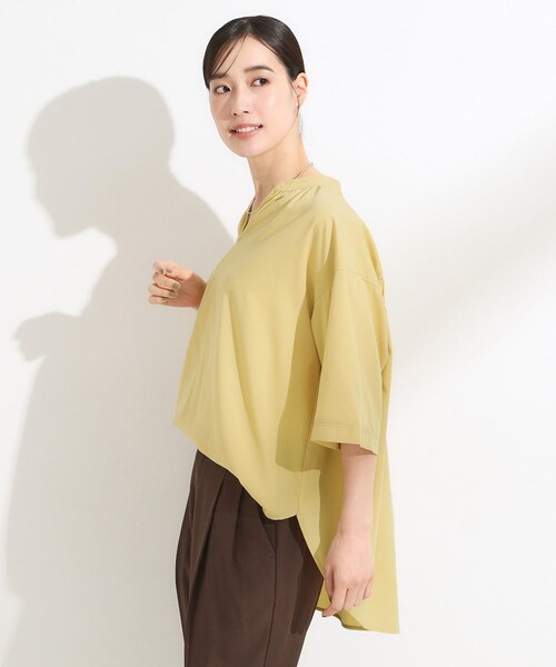 SHOO・LA・RUE（シューラルー）の「【S-LL/洗濯後しわになりにくい】バックギャザーがアクセント スッキパーブラウス（シャツ/ブラウス・レディース・カーキ/イエロー系その他/ナチュラル/ネイビー・01/02/03/04）」の10枚目の写真