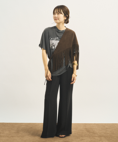plage(プラージュ)の「LEFIJE / レフィエ 別注 FRINGE ストール(ストール/ショール・レディース・ブラウン系その他・FREE)」の3枚目の写真